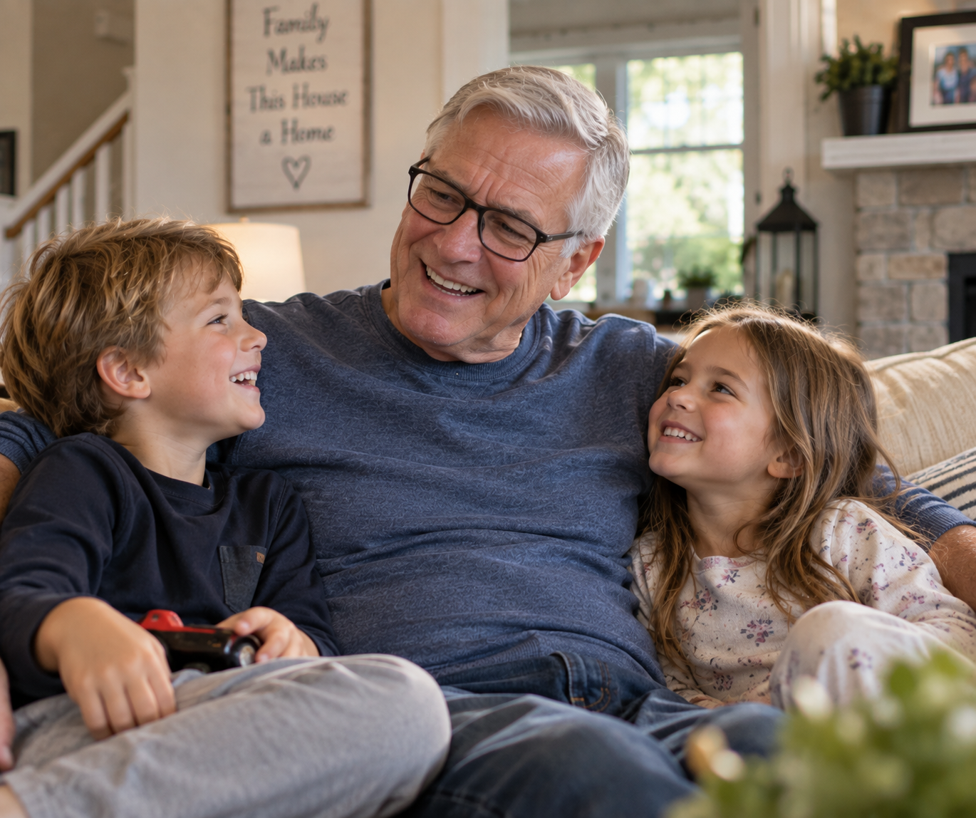 Person present and engaged with their family
