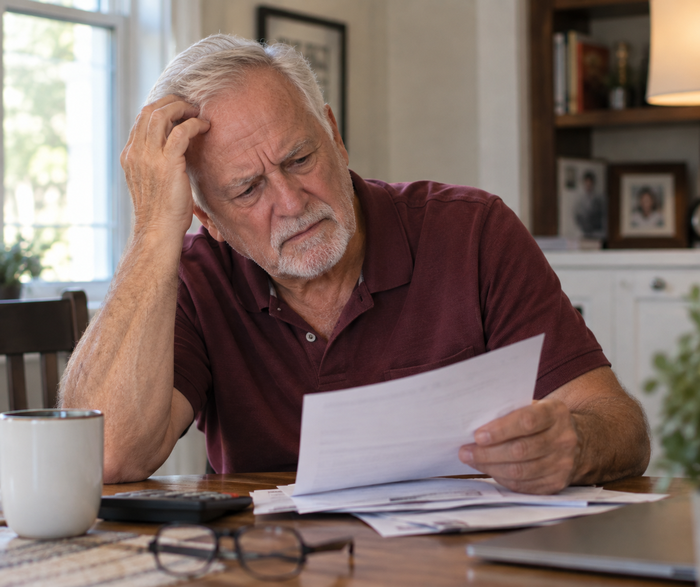 Older adult looking frustrated and confused